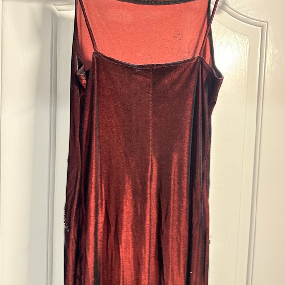 ✨ Scene Red & Black Velvet Beaded Formal Evening Gown – Size 11/12 ✨ - Picture 6 of 7